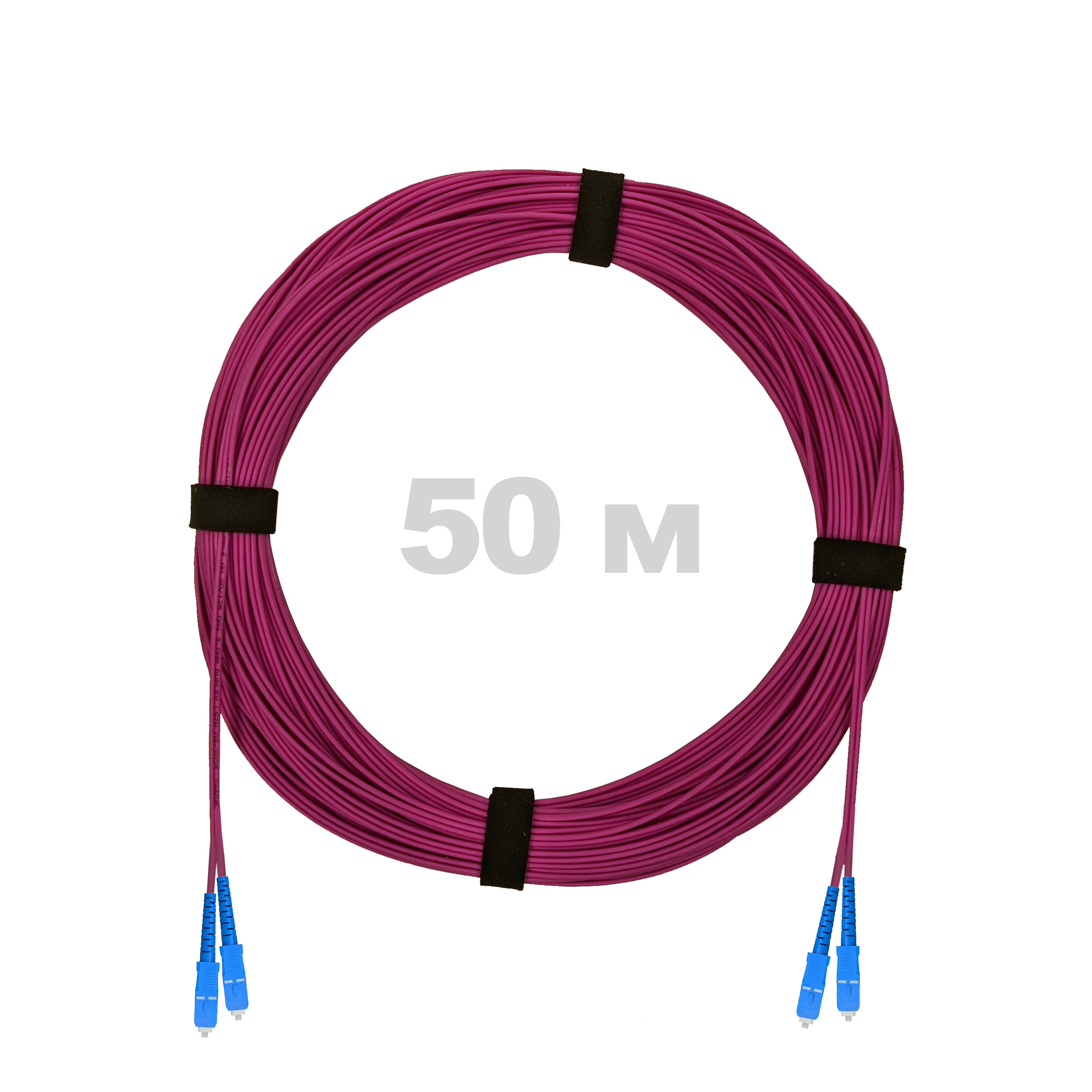 Патч-корд оптический армированный бронированный SC/UPC-SC/UPC MM (OM4) Duplex 2.0mm LSZH, 50 м.