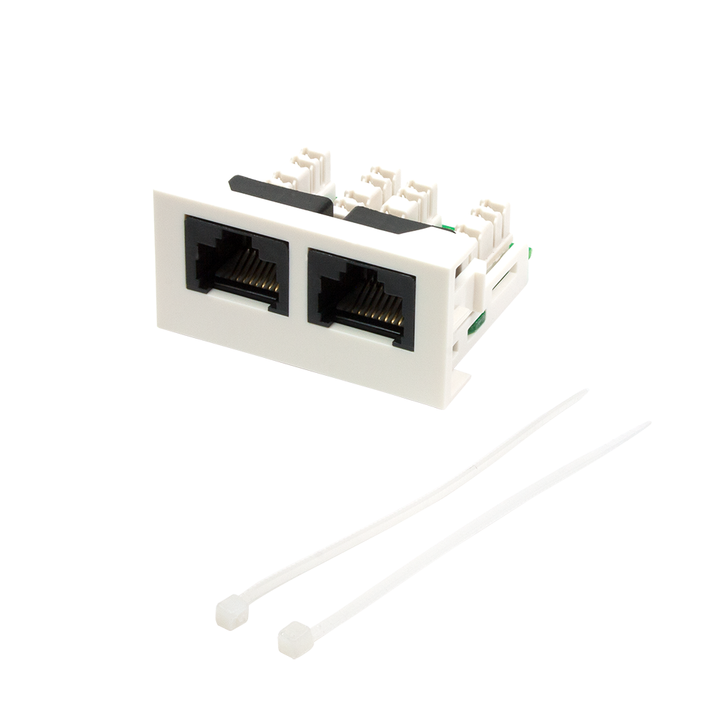 Вставка Mosaic 22.5x45 2xRJ45 Cat.5e, белая
