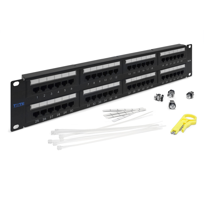 Патч-панель TWT-PP48UTP 19", 48 портов RJ-45, категория 5e, UTP, 2U,