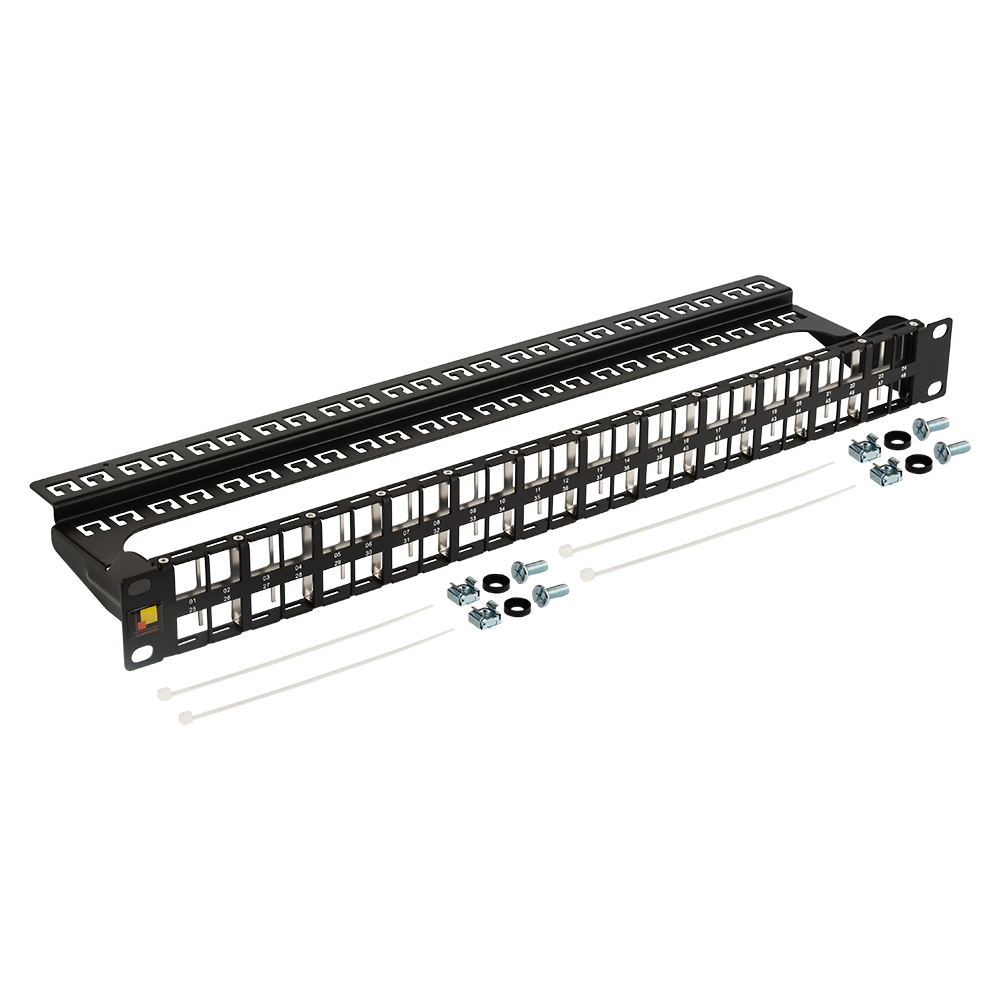 Патч-панель наборная 19" высокой плотности, неэкранированная, 48 портов, 1U, с задним органайзером