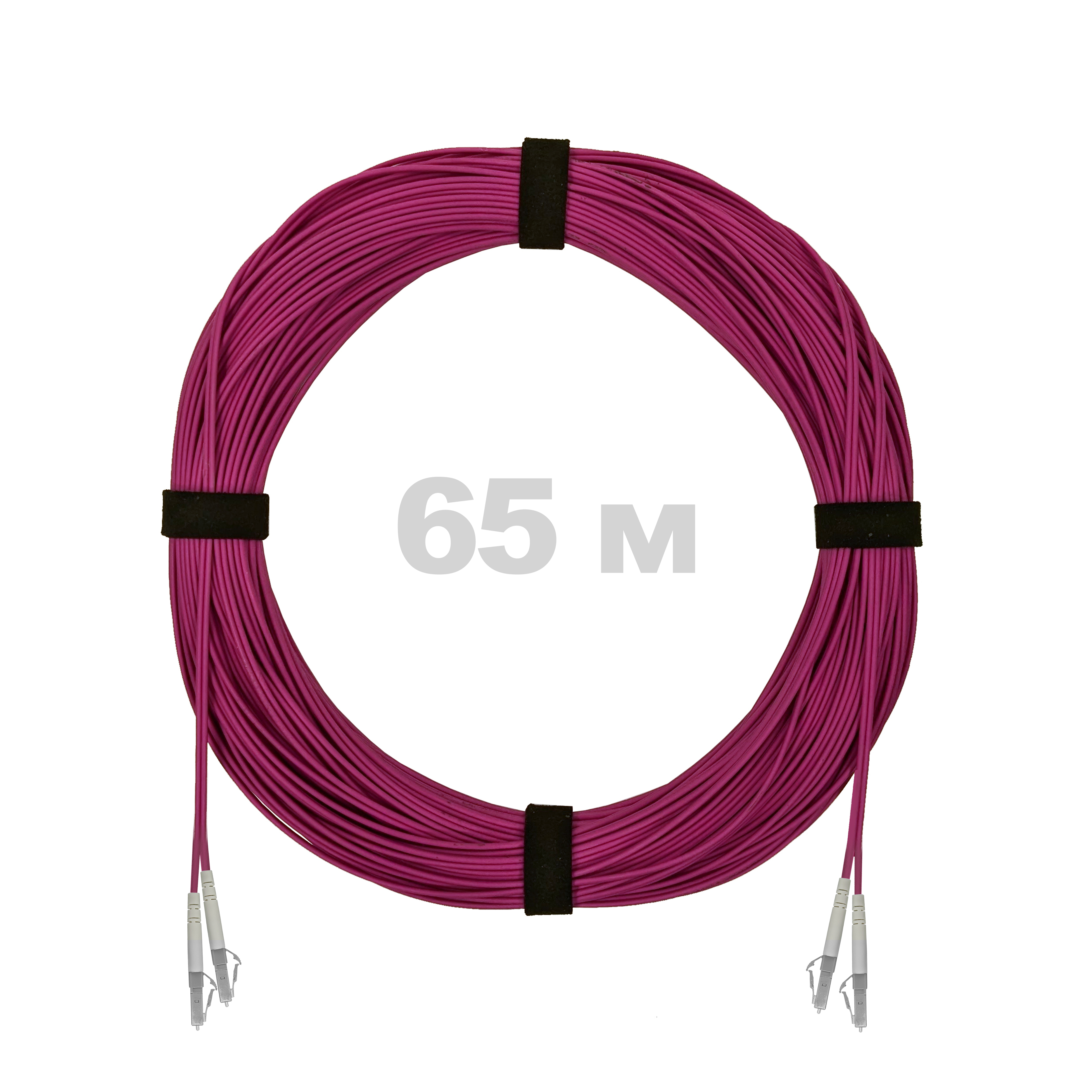 Патч-корд оптический LC/UPC-LC/UPC MM (OM4) 2mm duplex LSZH,  65 м.