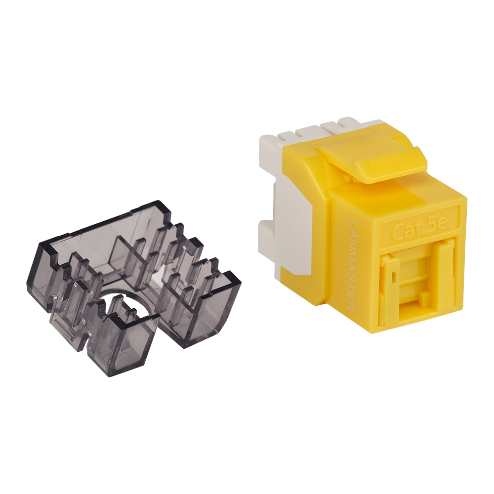 Модуль Keystone, RJ45, неэкранированный, кат.5E, со встроенной шторкой, 180 градусов, желтый__