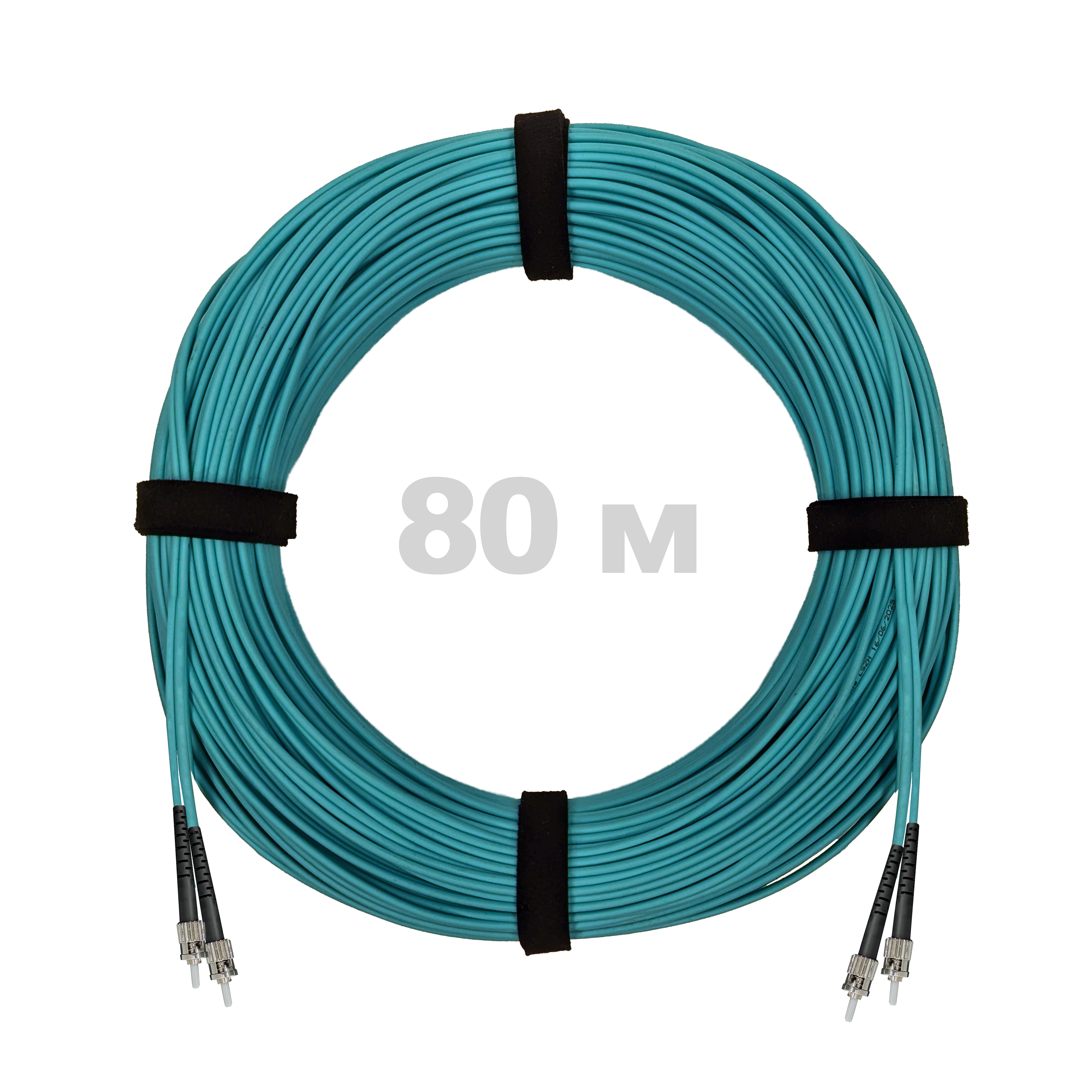 Патч-корд оптический ST/PC-ST/PC MM (OM3) 2mm duplex LSZH,  80 м.