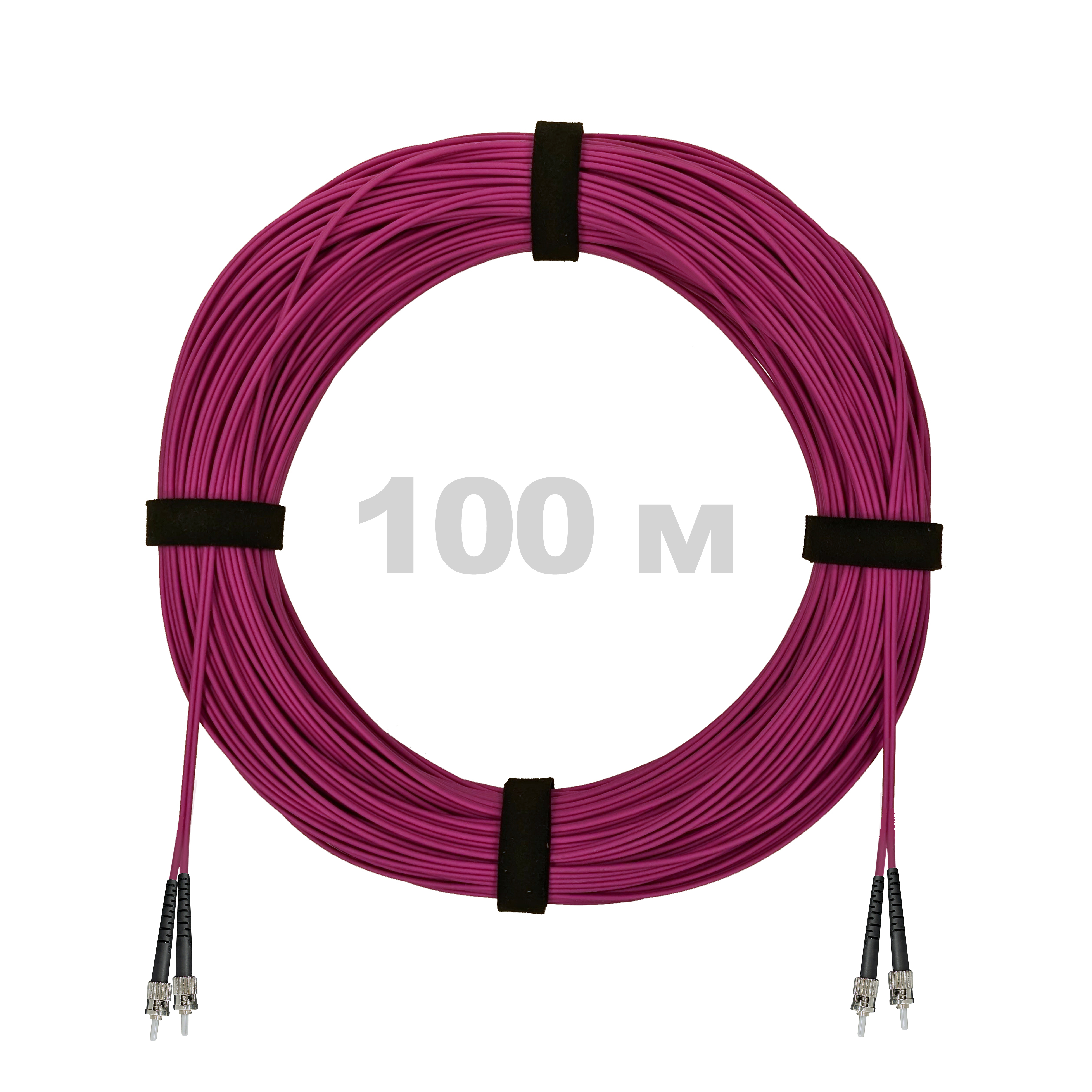 Патч-корд оптический ST/PC-ST/PC MM (OM4) 3mm duplex LSZH,  100 м.