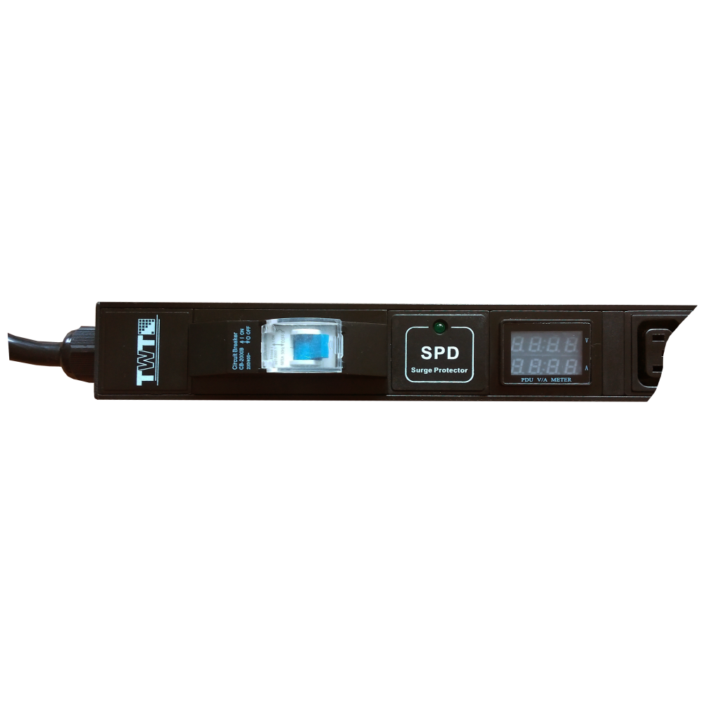 Блок розеток вертикальный, 1-фазный с автоматом, A/V-метр, 32A / 250V, 4xC19 + 20xC13, шнур 3.0 м, разъем IEC309__