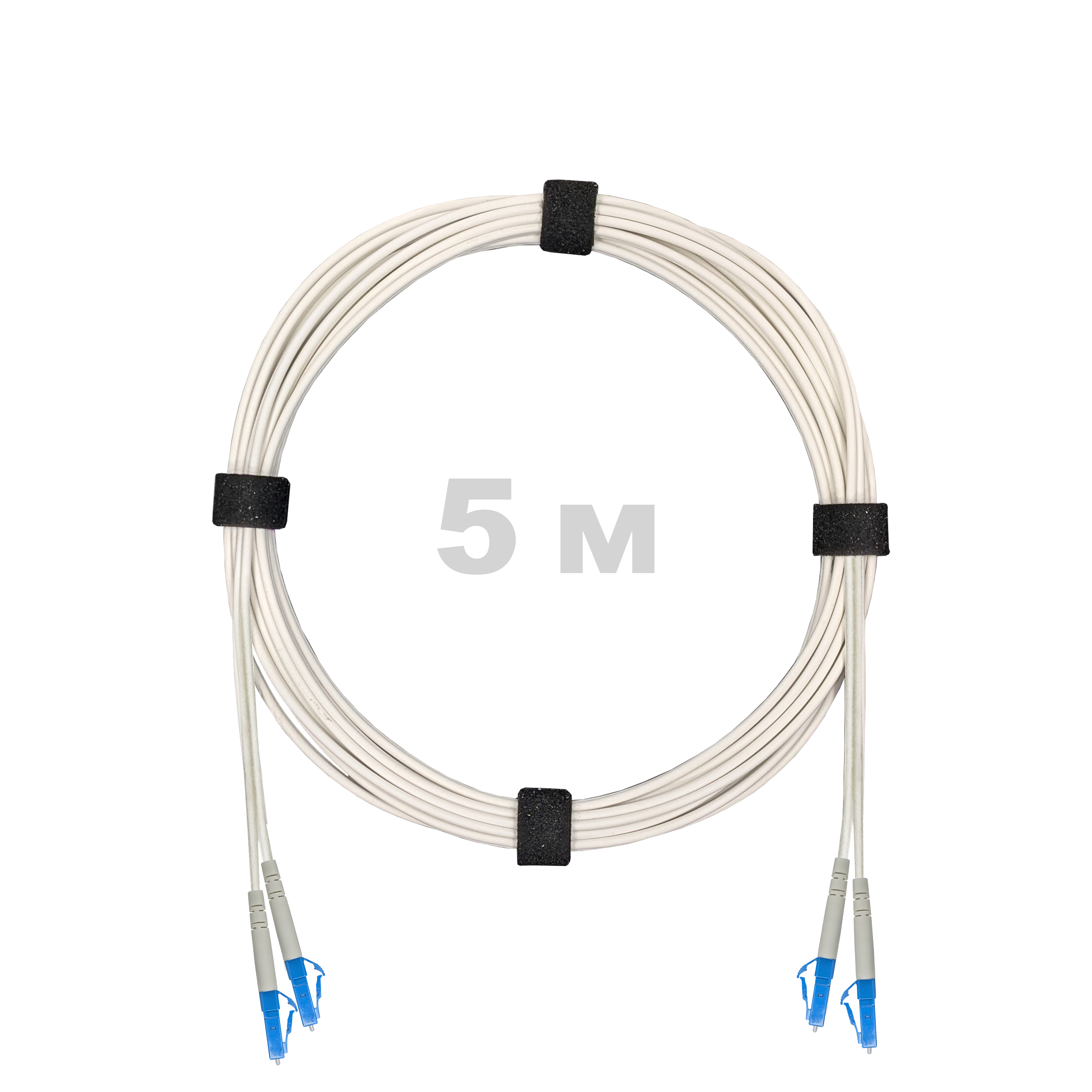 Патч-корд оптический армированный бронированный LC/UPC-LC/UPC SM (G.657A1) Duplex 3.0mm LSZH, ,белый, 5 м.