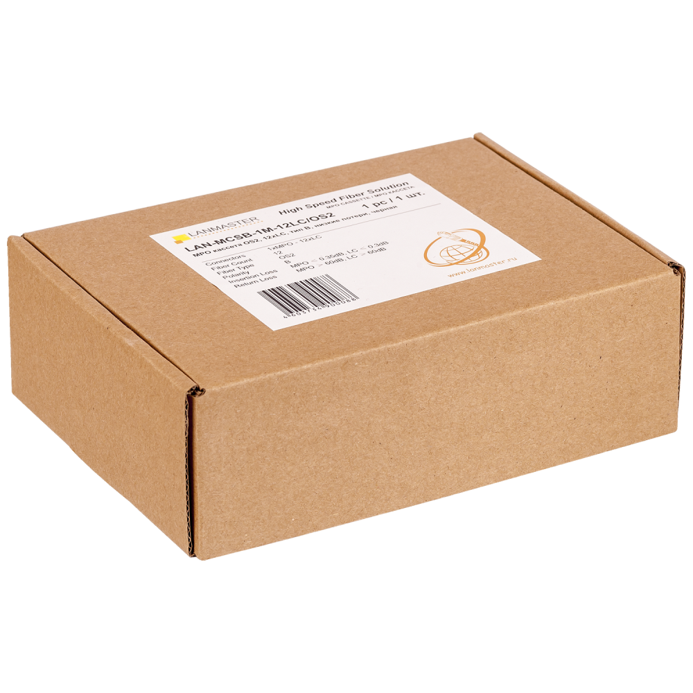 MPO кассета OS2, 12xLC, тип B, низкие потери, черная__