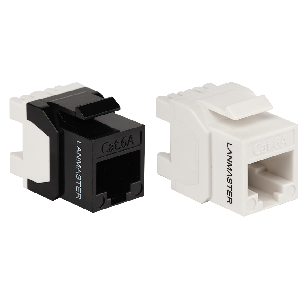 Модуль Keystone, RJ45, неэкранированный, кат.6A, без шторки, 180 градусов, белый