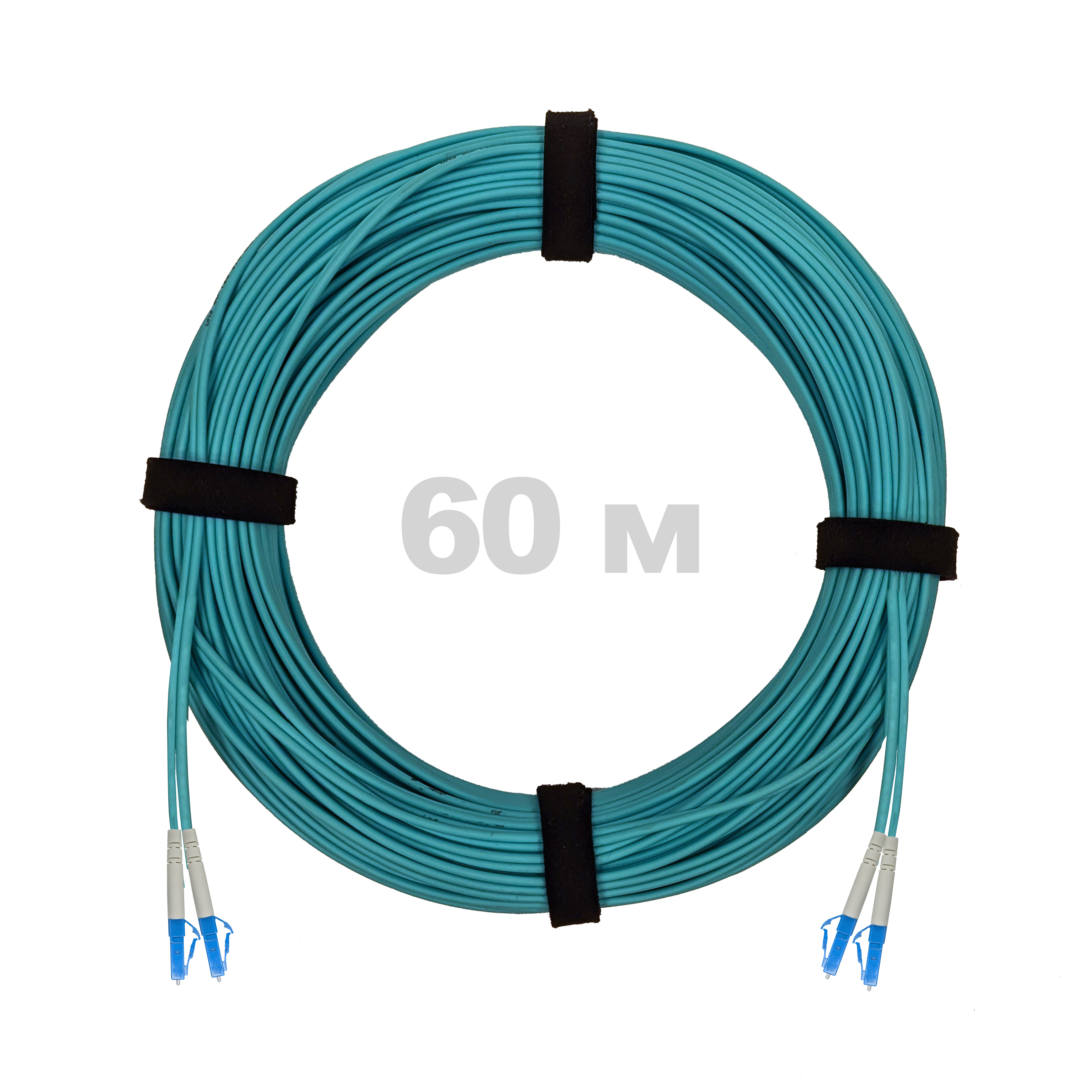 Патч-корд оптический LC/UPC-LC/UPC MM (OM3) 3mm duplex LSZH,  60 м.