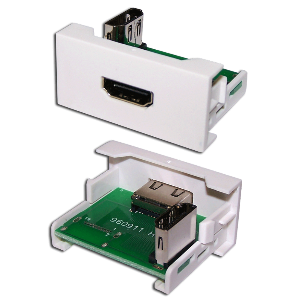 Вставка Mosaic 22.5x45 с адаптером HDMI 90 градусов, мама, белая