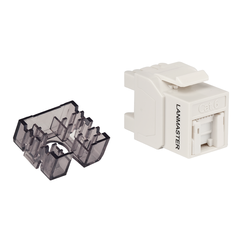 Модуль Keystone, RJ45, неэкранированный, кат.6, со встроенной шторкой, 180 градусов, белый__