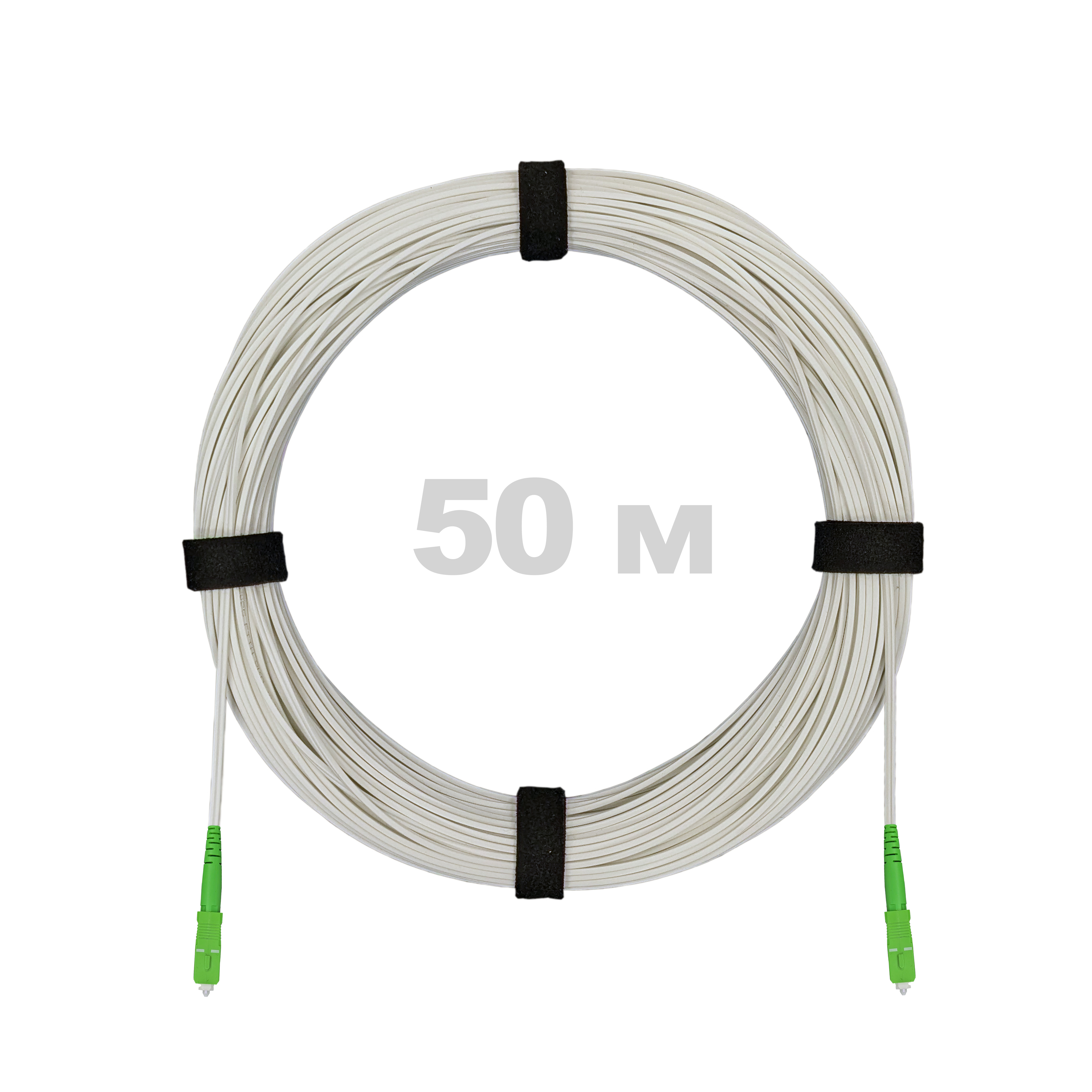 Патч-корд оптический FTTH, диэлектрик FRP, G.657, LSZH, 2 SC/APC, белый, 50 м