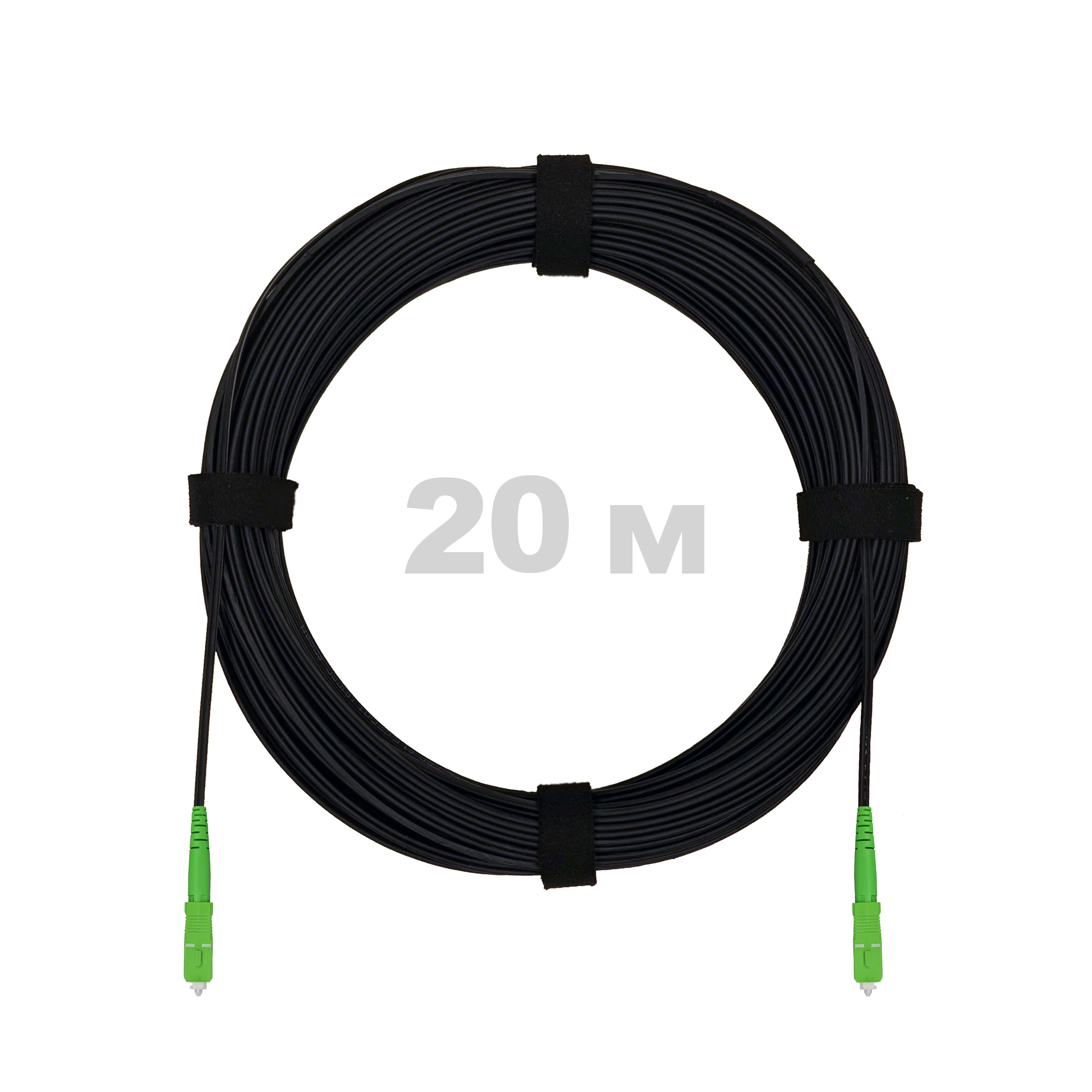 Патч-корд оптический FTTH с выносным силовым элементом, диэлектрик FRP, G.657, LSZH, 2 SC/APC, чёрный 20 м