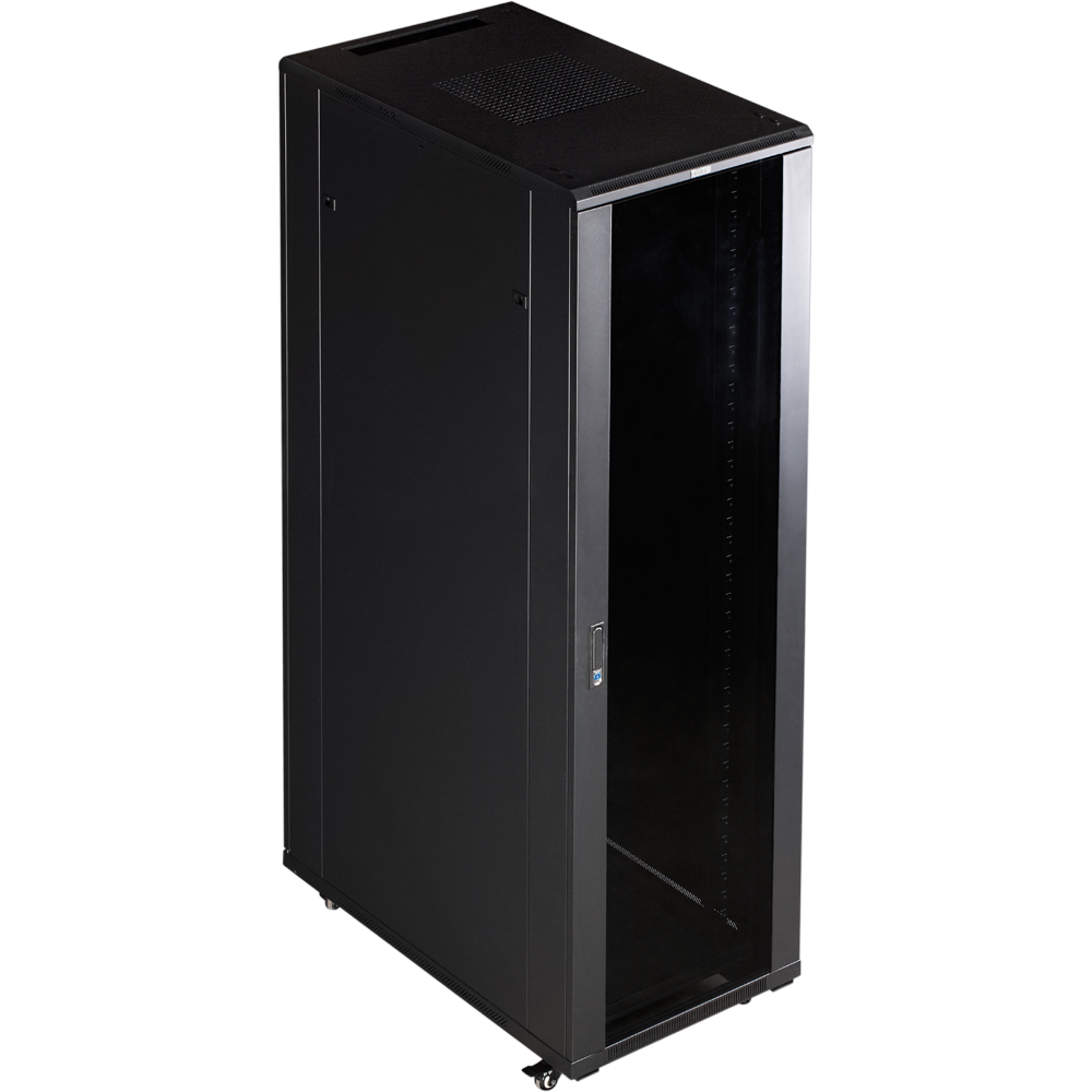 Шкаф 19" Business, 22U 600x1000, черный, передняя дверь стекло, задняя дверь распашная металл__