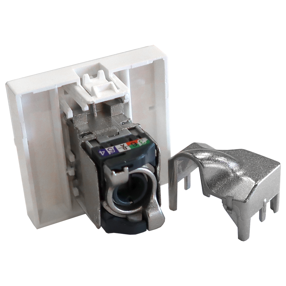 Вставка Mosaic 45x45, RJ-45 STP, кат.5e, со шторкой и увеличенным окном маркировки, белая__