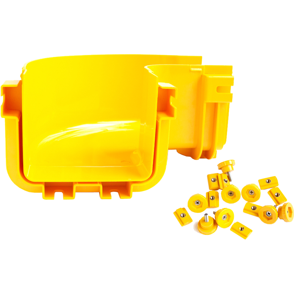 Горизонтальный поворот 90° оптического лотка 360 мм, монтаж без соединителей, желтый