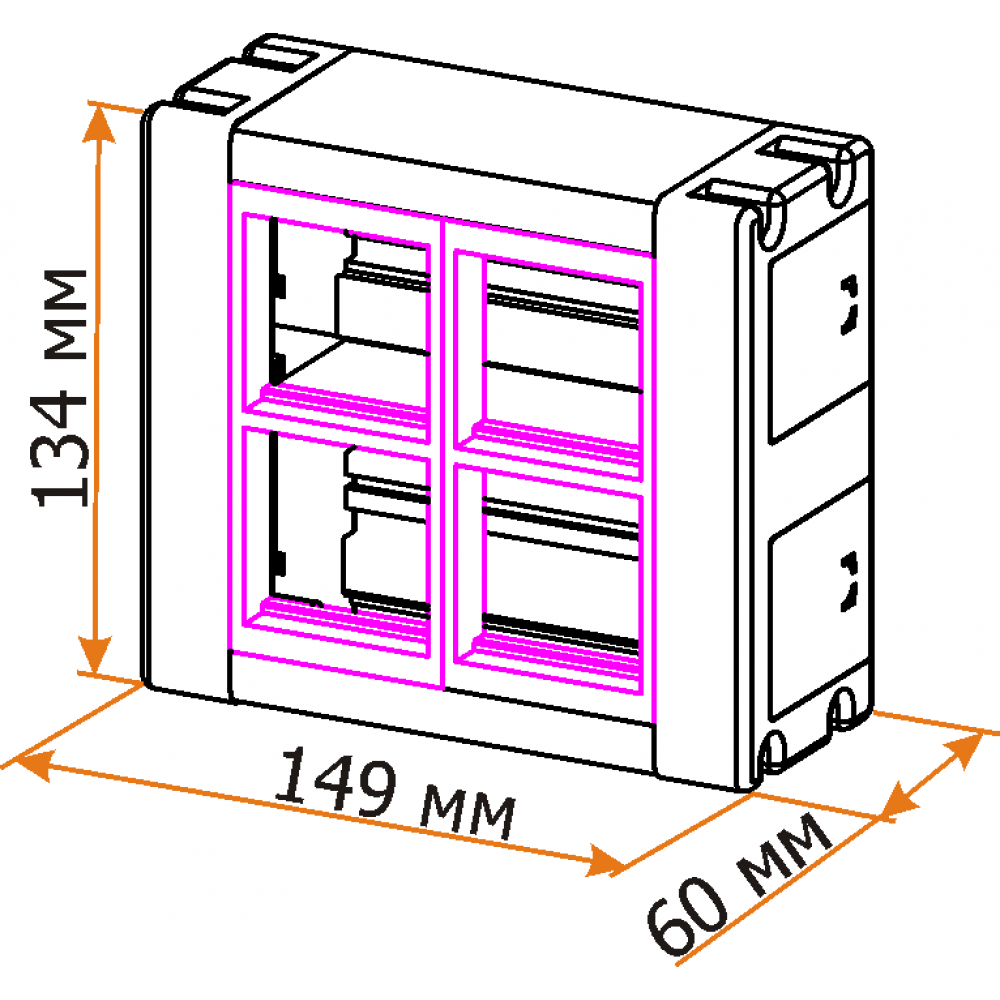 Настенный блок, сдвоенный, на 8 модулей Mosaic 45x45__