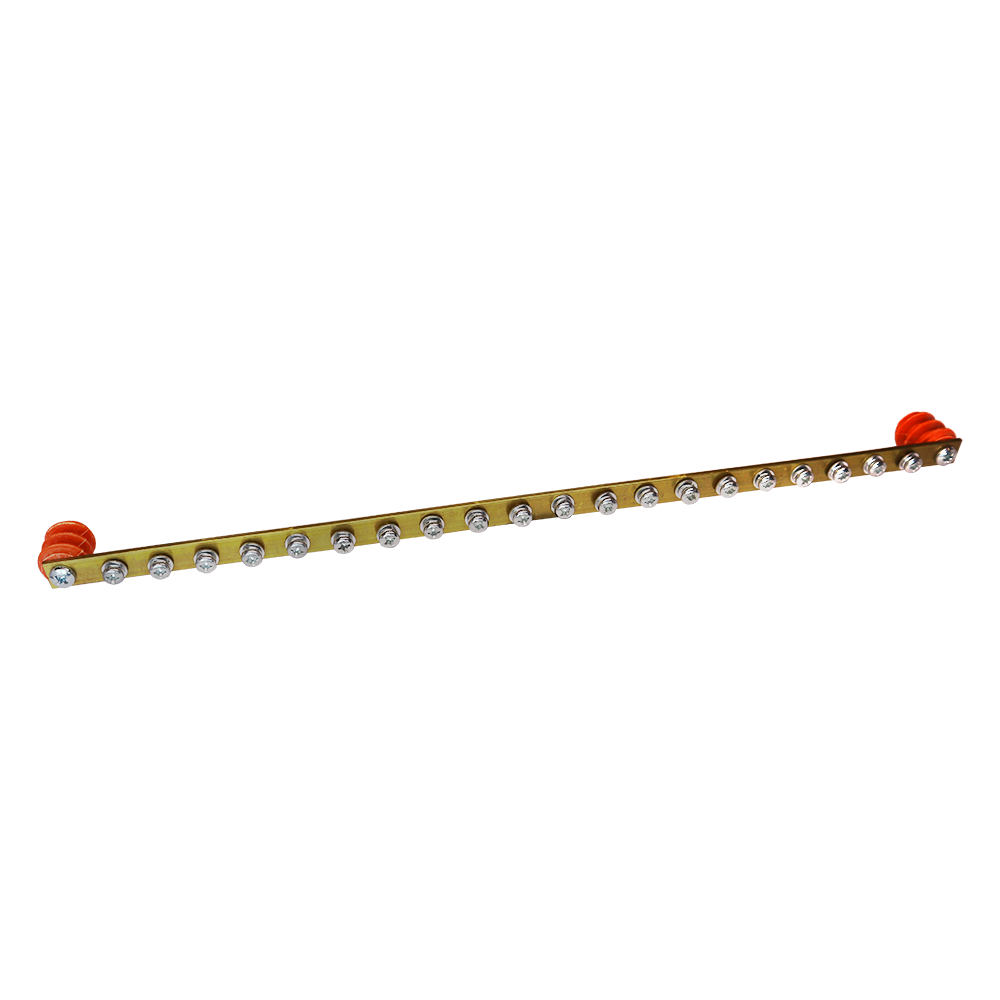 Шина заземления 19", медная, 20 контактов