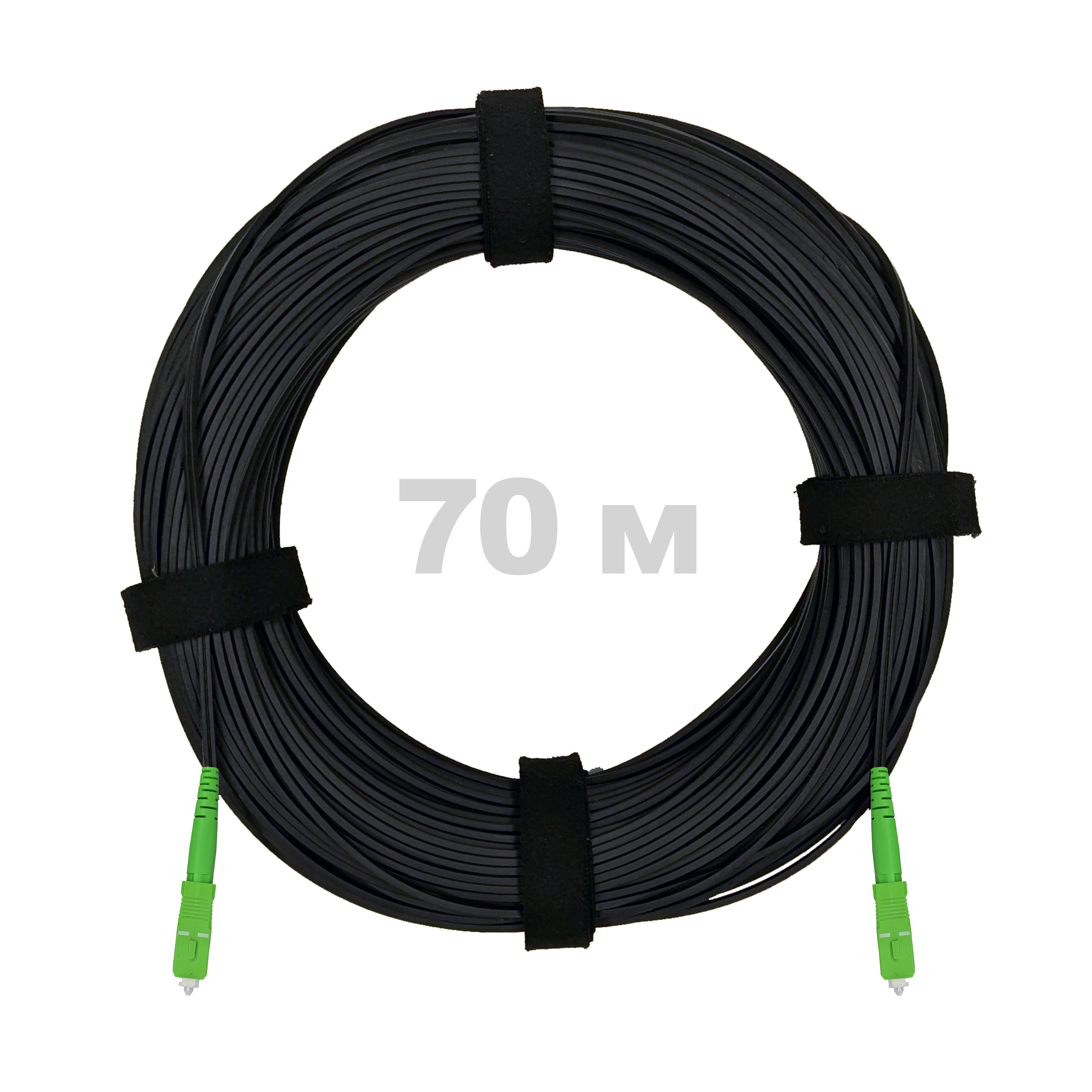 Патч-корд оптический FTTH диэлектрик FRP, G.657 LSZH 2SC/APC, черный 70 м.