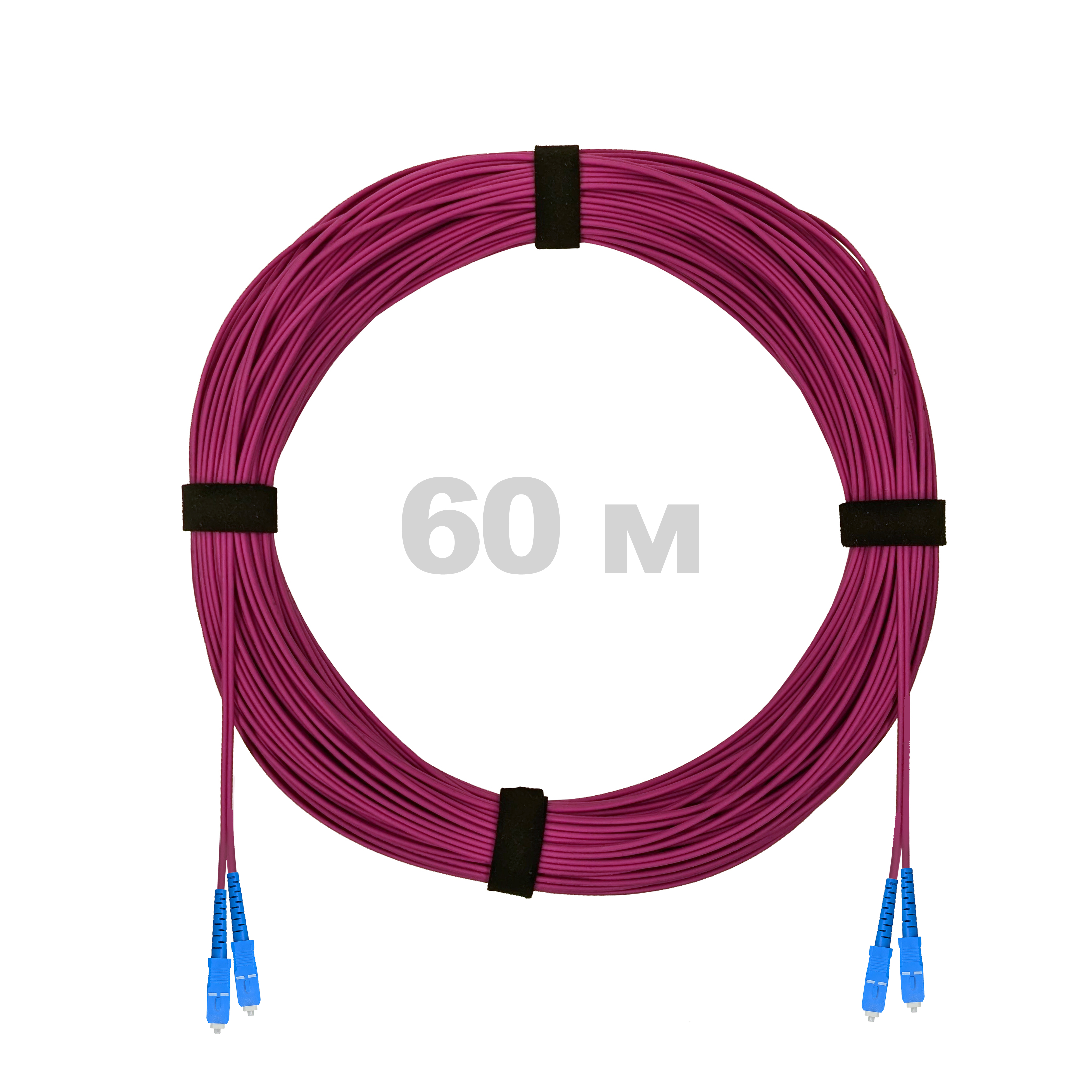 Патч-корд оптический SC/UPC-SC/UPC MM (OM4) 2mm duplex LSZH,  60 м.