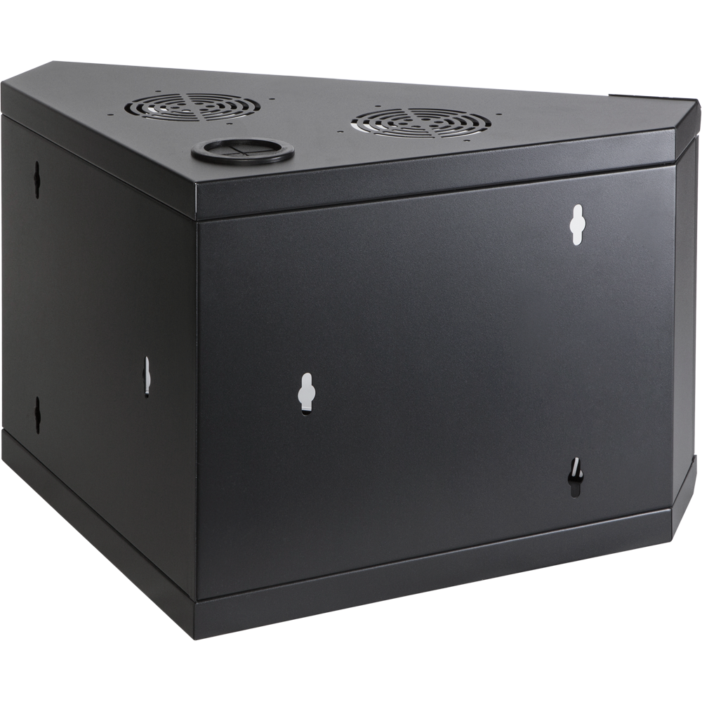 Шкаф настенный угловой, 4U 530x430, стеклянная дверь, черный__