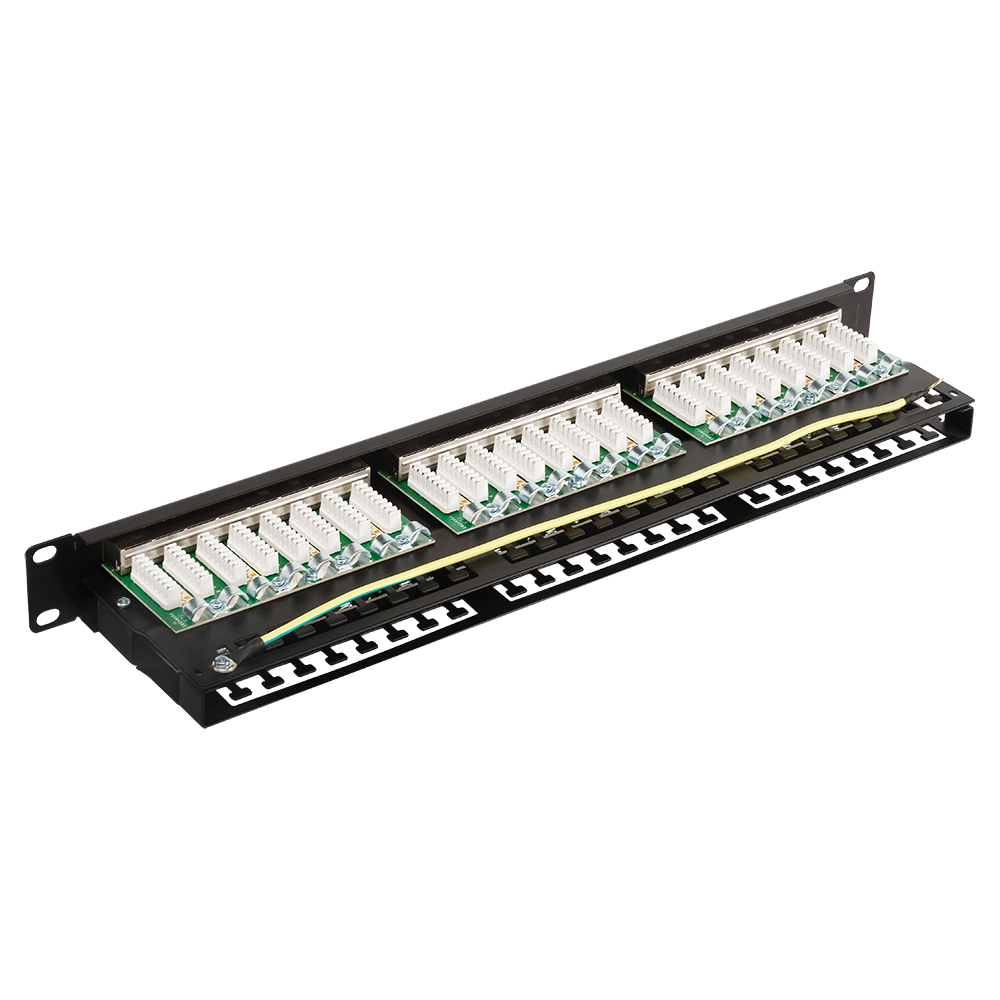 Патч-панель 19" высокой плотности, 48 портов RJ45, экранированная, кат.6, 1U__