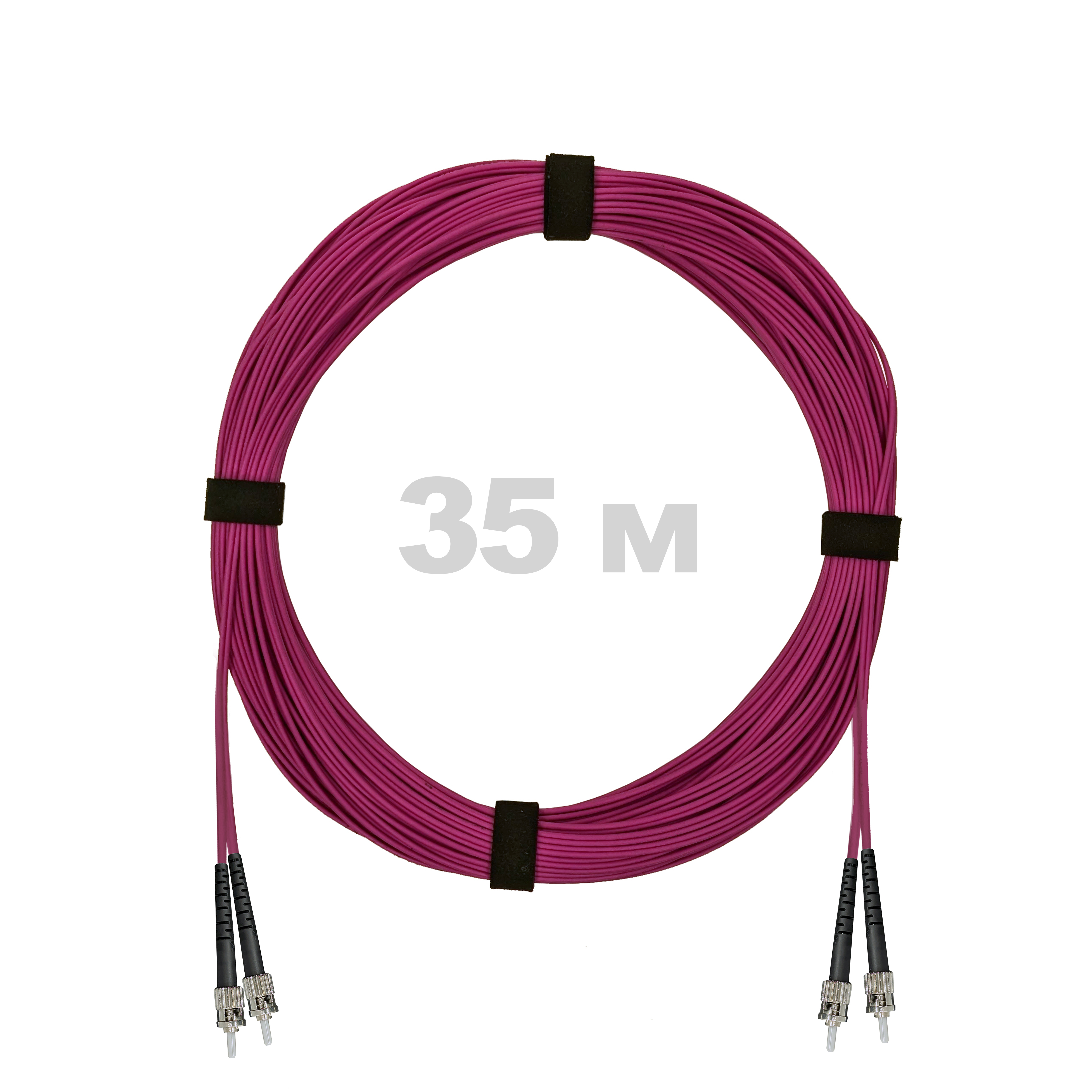 Патч-корд оптический ST/PC-ST/PC MM (OM4) 2mm duplex LSZH,  35 м.
