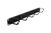 Кабельный органайзер горизонтальный 19" 1U, 5 колец, с щеточным вводом, металлический, цвет черный, TWIST MO-19-1U-5R-BR-TWCS