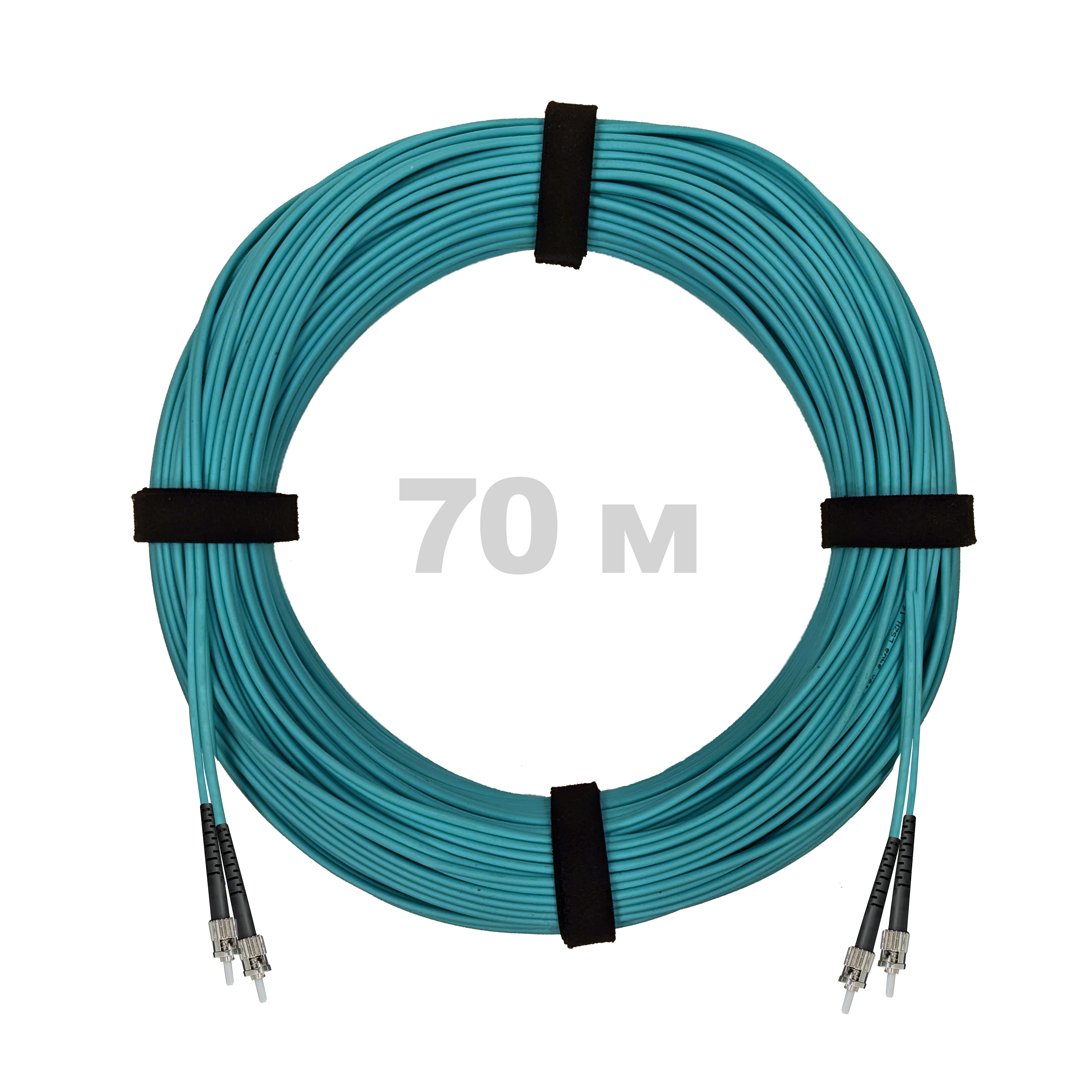 Патч-корд оптический ST/PC-ST/PC MM (OM3) 2mm duplex LSZH,  70 м.