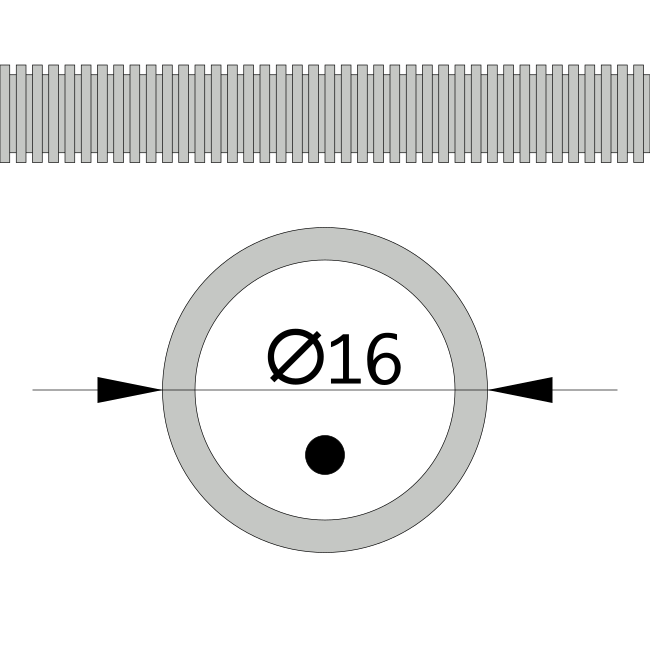 Гофра ПНД лёгкая 350 Н безгалогенная (HF) стойкая к ультрафиолету серая с/з д16 (100м/5500м уп/пал)