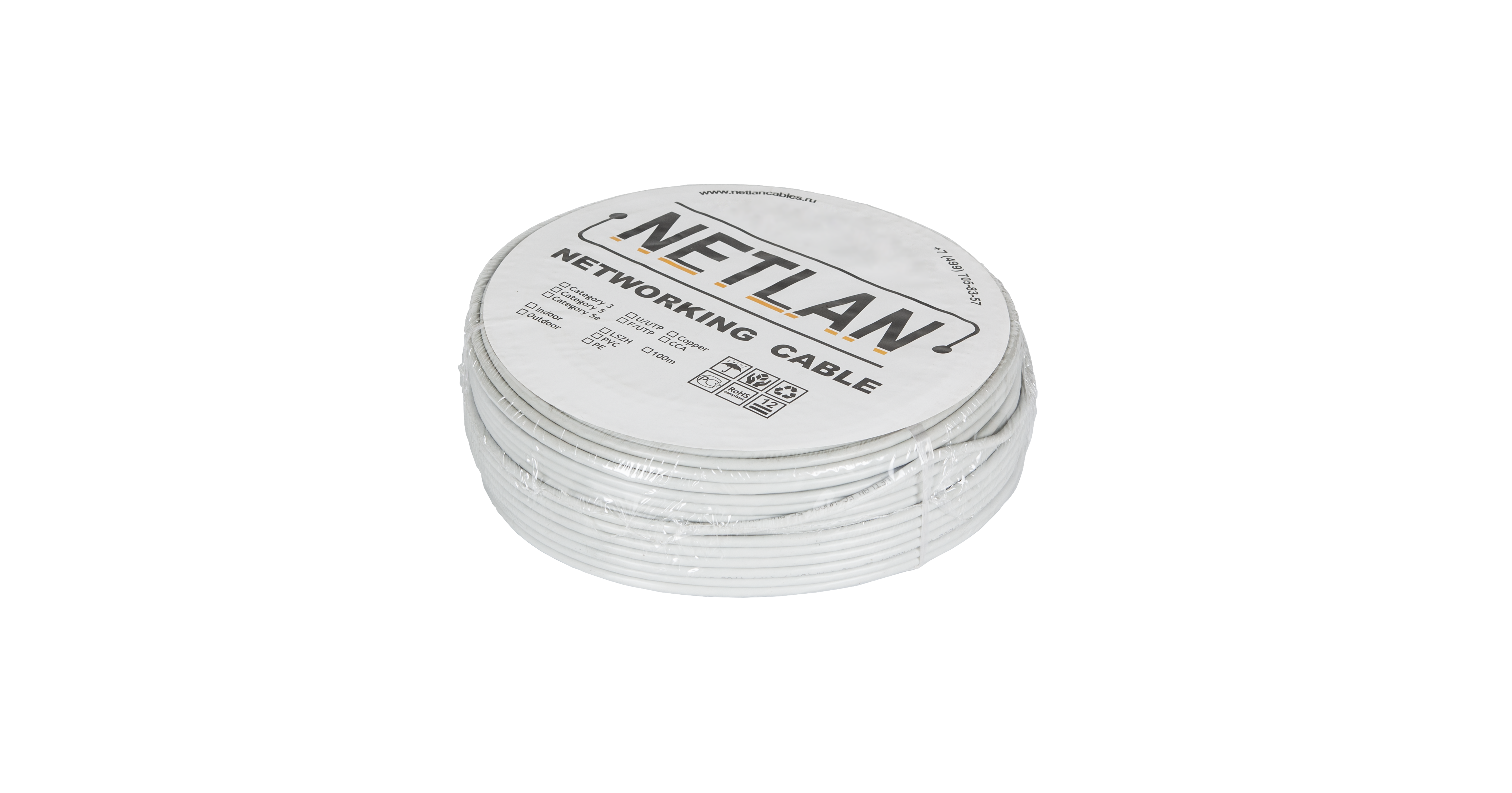 Кабель F/UTP 4 пары, Кат.5e, медный, внутренний, PVC, 100м/305м__