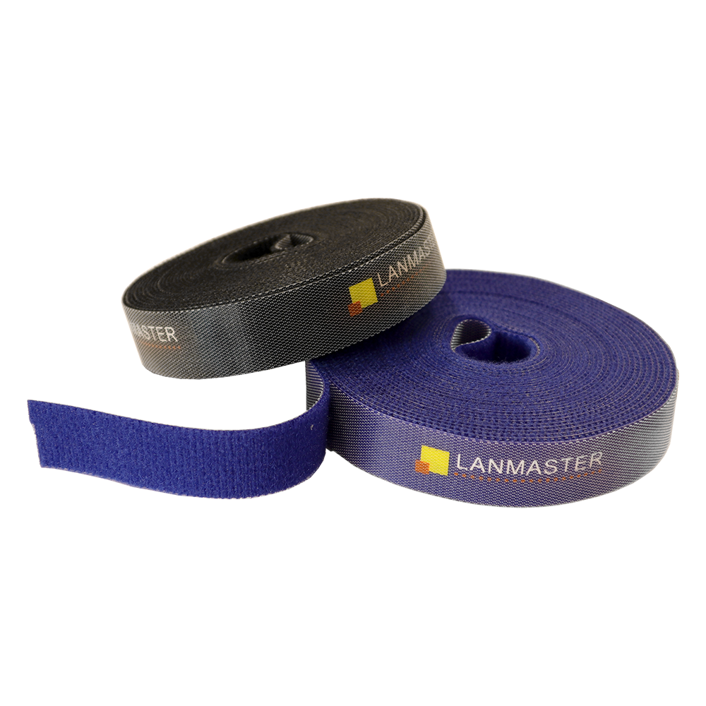 Хомут-липучка LANMASTER шириной 20 мм, 5 м, черный