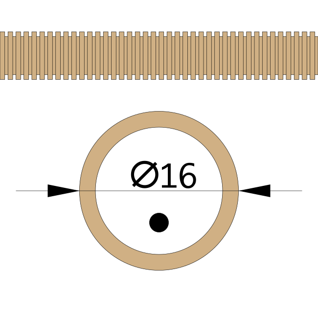 Труба гофрированная ПВХ легкая 350 Н сосна с/з д16 (100 м/уп) 