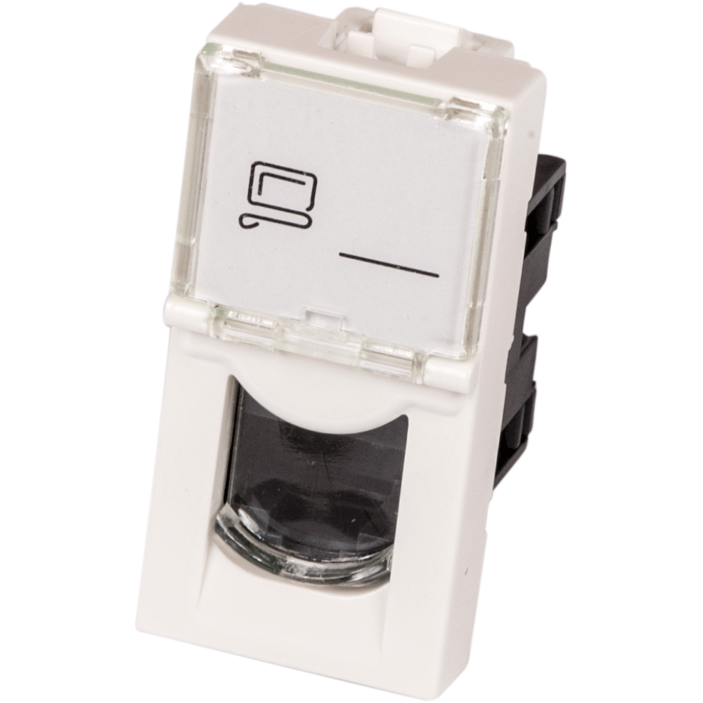 Вставка Mosaic 22.5x45, RJ-45 UTP, кат.6, со шторкой и увеличенным окном маркировки, белая