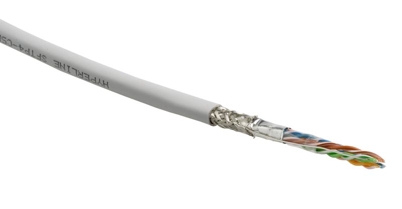 Кабель SFUTP4-C5E-S24-IN-LSZH-GY-305 SFUTP 4 пары внутренний (indoor) LSZH Hyperline Cat.5e 24 AWG одножильный 305 метров