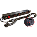 Блок розеток 19" 8 шт. C13 с фиксатором вилки, 10A 250V, шнур питания 3.0 м
