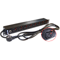 Блок розеток 19" 8 шт. C19 с фиксатором вилки, 16A 250V, шнур питания 3.0 м