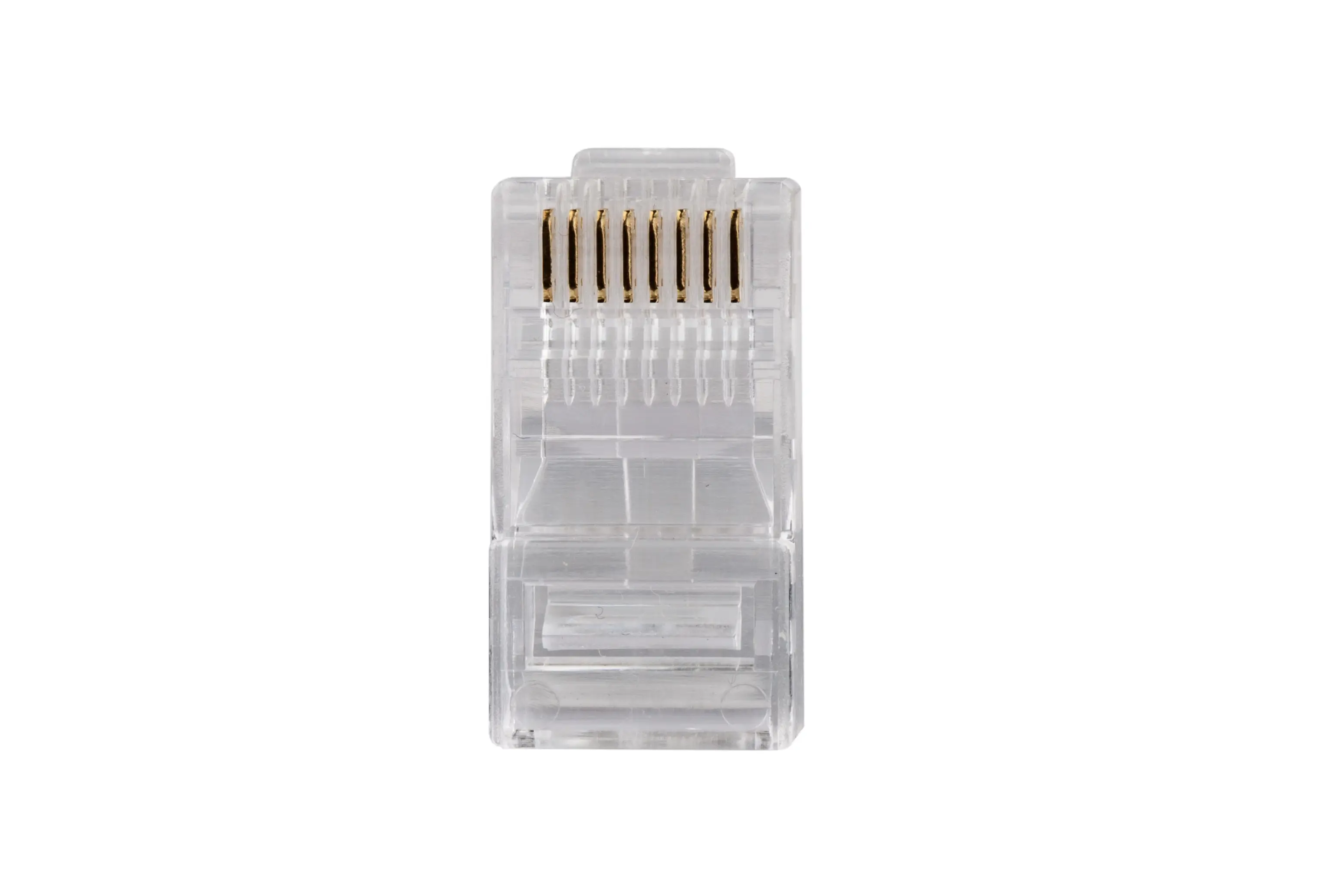 Коннектор RJ-45 (8p8c) UTP кат 5е универсальный, со сквозным отверстием,  для одножильного и многожильного кабеля, 100шт TWIST. — каталог ЛанАрт