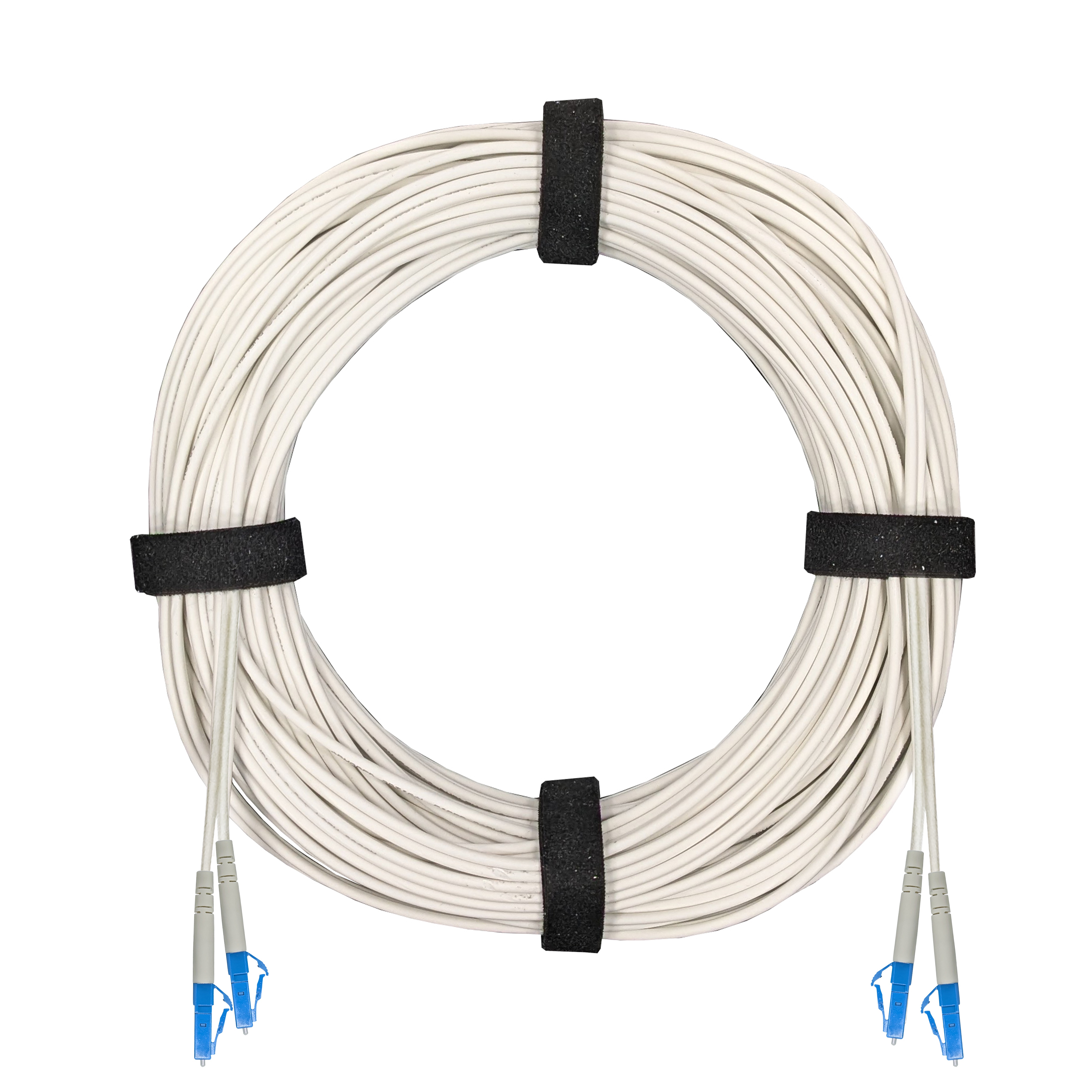 Патч-корд оптический армированный бронированный LC/UPC-LC/UPC SM (G.657A1) Duplex 3.0mm LSZH, белый, 100 м
